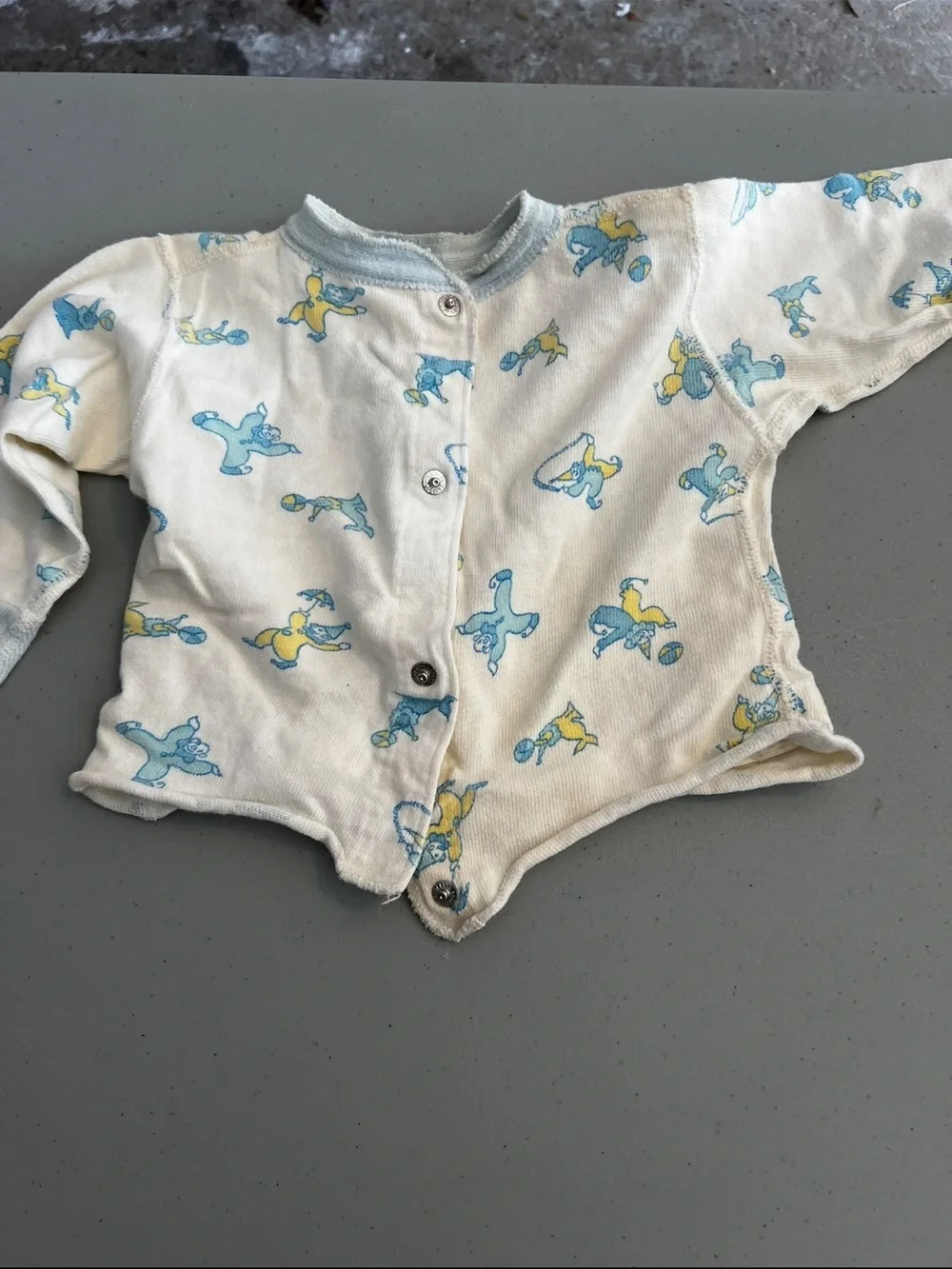 Sears Sage Green Kids Footie Romper with Puppy Applique